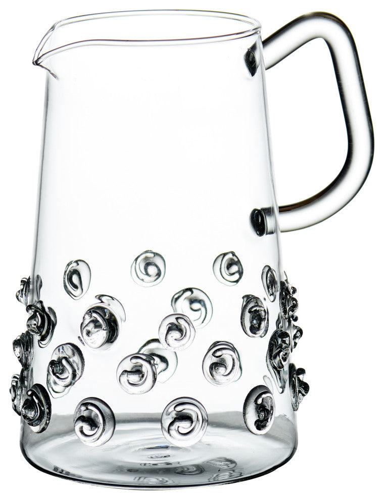 Glass Pitcher With Applied-Glass Swirls