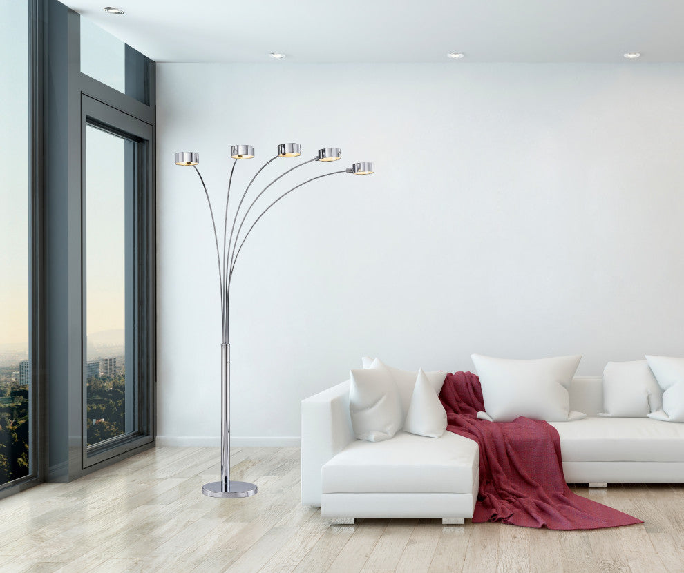Artiva Micah Arched 88" Floor Lamp W/ Rotatable Shade and Dimmer, Chrome
