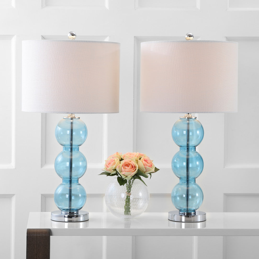 Bella 27" Glass Triple-Sphere Table Lamp, Set of 2
