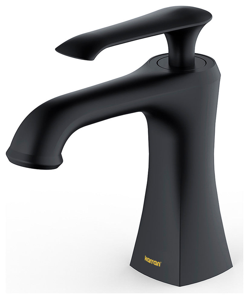 Karran 1-Hole 1-Handle Bathroom Faucet With Pop-Up Drain, Matte Black