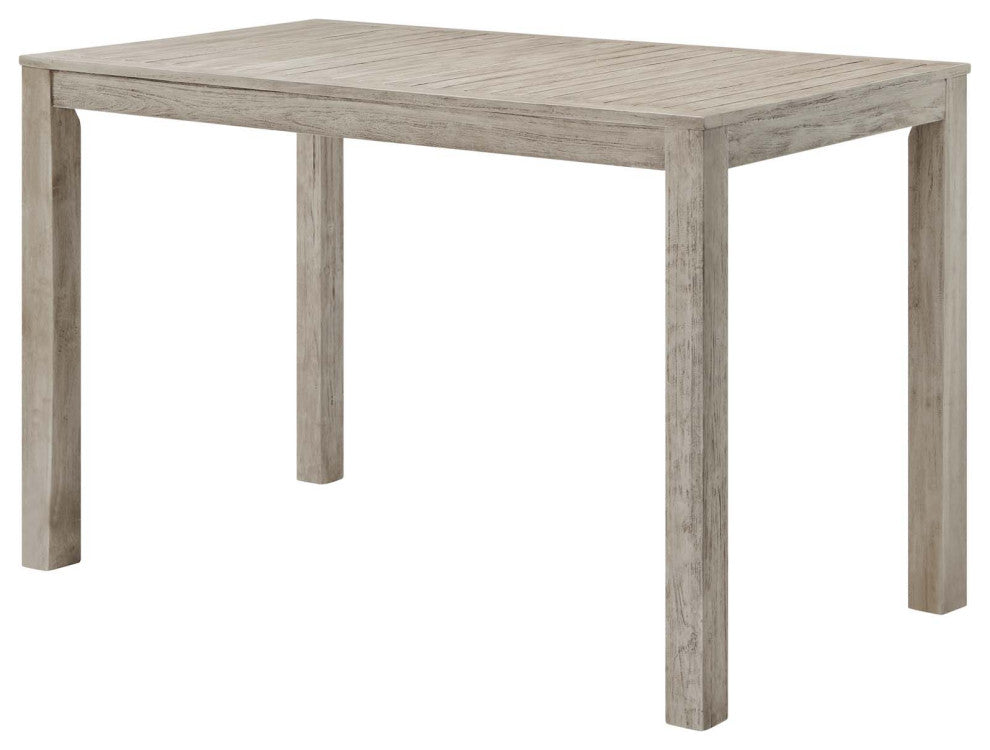 Bar Side Table, Rectangular, Wood, Gray, Modern, Outdoor Patio Cafe Bistro