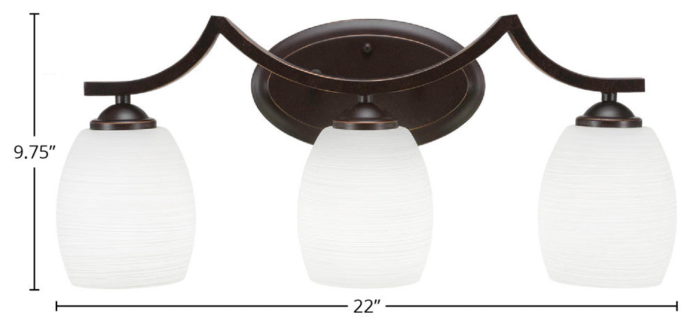 Zilo 3-Light Bath Bar, Dark Granite Finish With 5" White Linen Glass