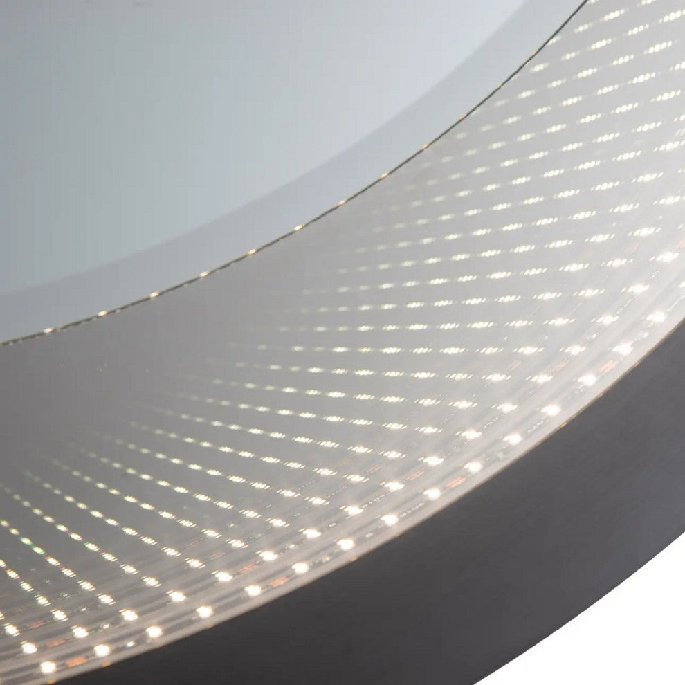 Starfall Vanishing infinity LED Round Wall Mirror in Gunmetal