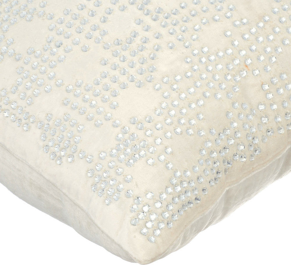 White Decorative Pillow Covers 24"x24" Velvet, Sharing My Charm