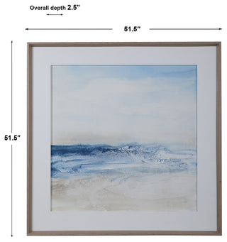 Uttermost Surf And Sand Wood Glass and Paper Framed Print in Blue/Brown/White