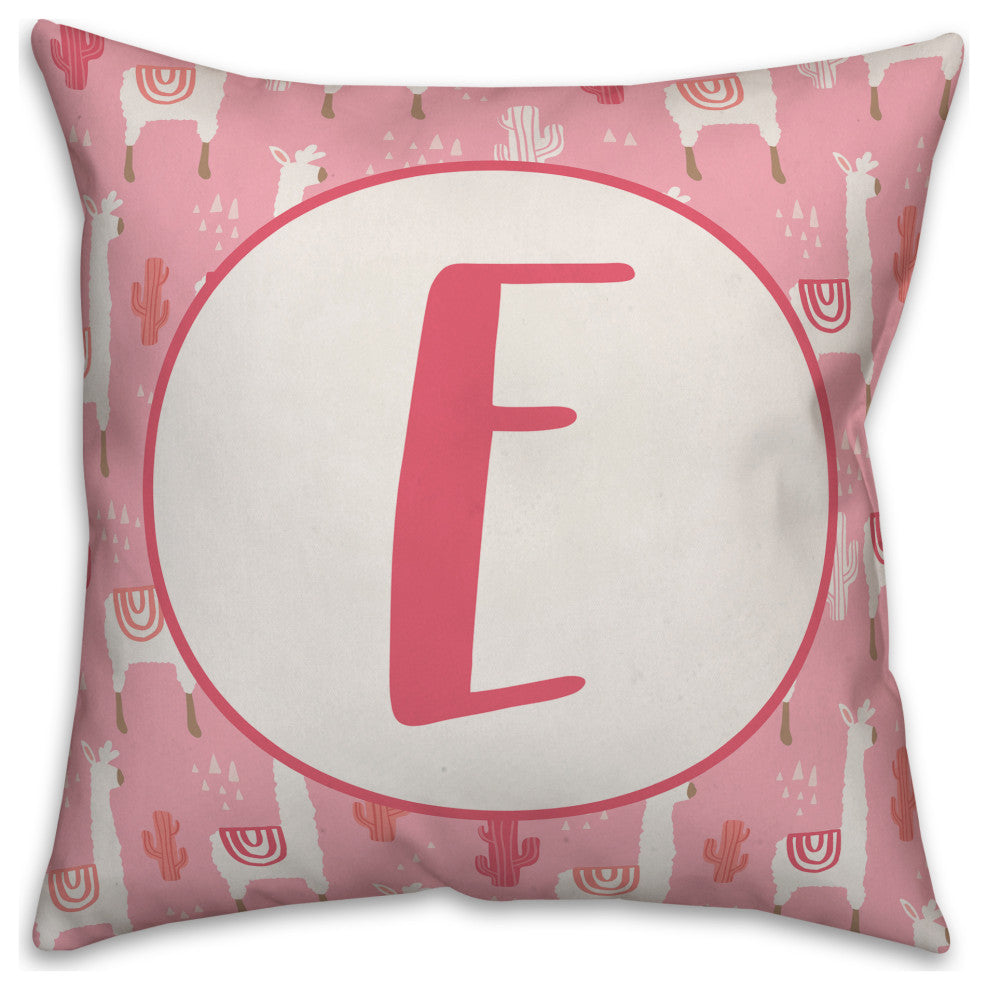 Monogram Lllama Pattern - E 16x16 Spun Poly Pillow