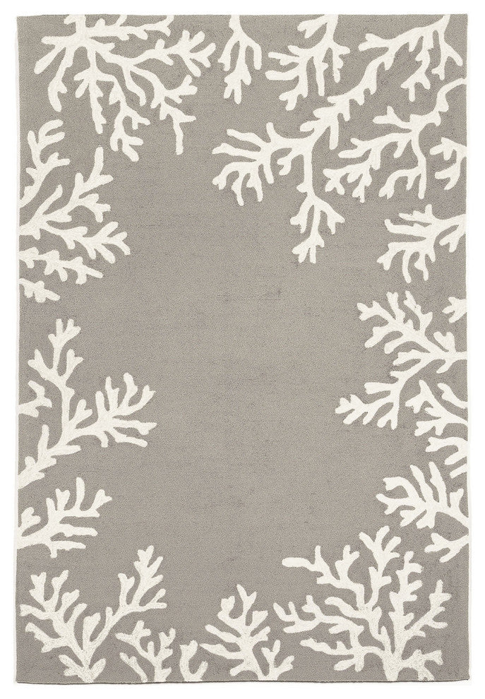 Capri Coral Border Indoor/Outdoor Rug, Silver, 7'6"x9'6"