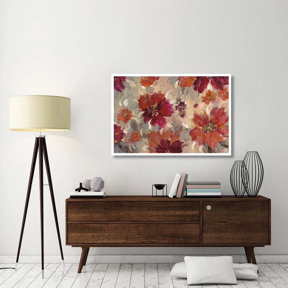 "Magenta and Coral Floral" Digital Paper Print by Silvia Vassileva, 50"x34"