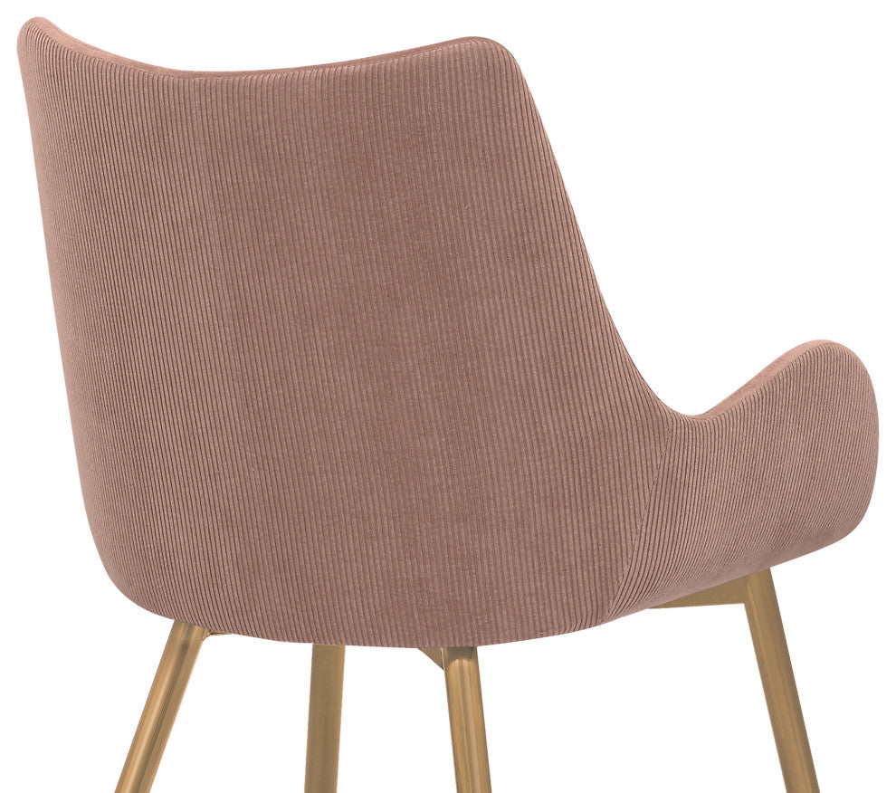 Avery Pink Fabric Dining Room Chair with Gold Legs