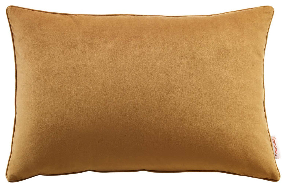 Enhance 24" Lumbar Performance Velvet Throw Pillow, Cognac