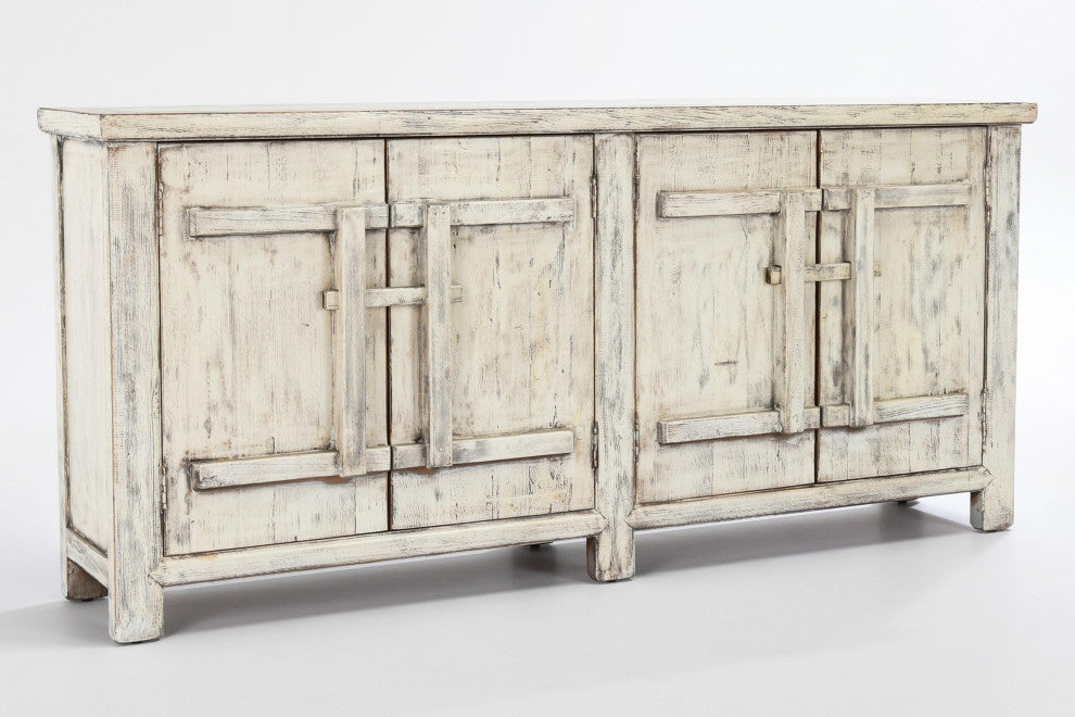 Kosas Home Lagos 74" Reclaimed Pine Wood Antique White Sideboard