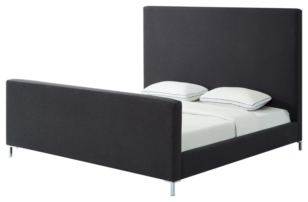 Aberdeen Upholstered  Platform Bed, Charcoal Linen, Queen