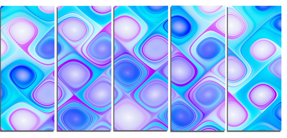 Dense Blue Pattern with Swirls, Abstract Wall Art Canvas, 60"x28", 5 Panels