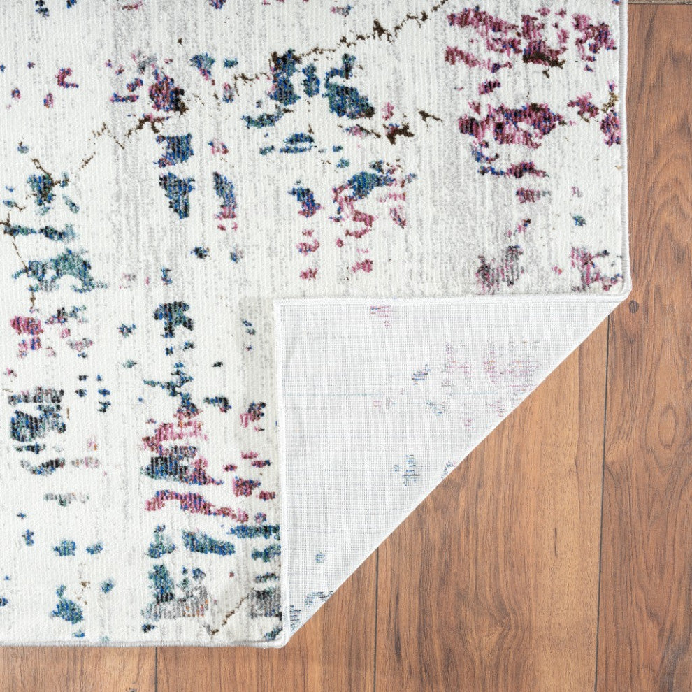 8'x10' White Abstract Marble Area Rug
