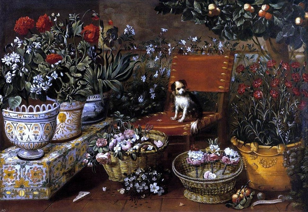 Tomas Hiepes Garden View With a Dog, 18"x27" Wall Decal