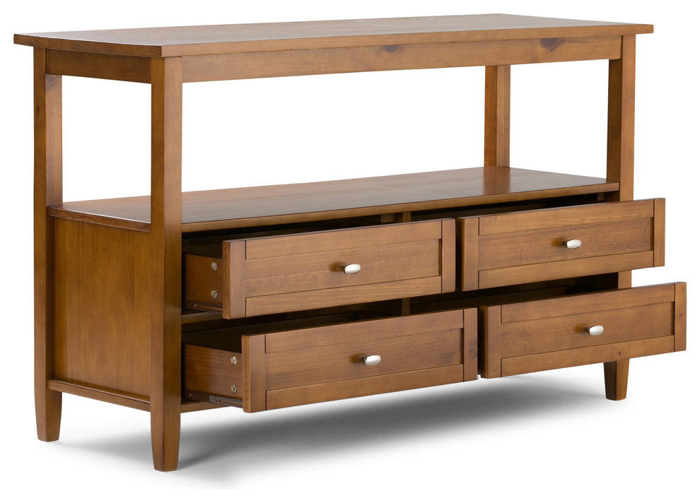 Warm Shaker Solid Wood 48 Inch Wide Console Sofa Table In Light Golden Brown