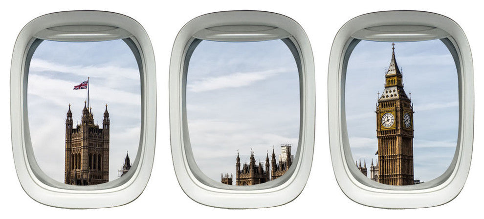 Plane Window Decal, Big Ben Wall Stickers Kids Room Airplane Decor