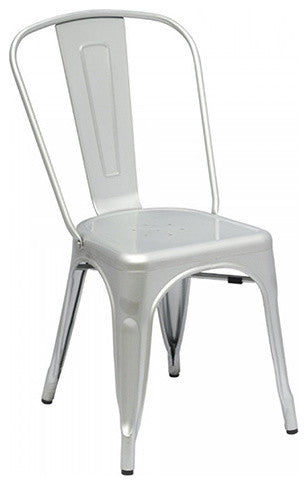 Cassandra Contemporary Steel Stackable Tolix-Style Dining Chair - Matte Silver