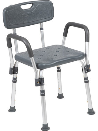 300LB Capacity Adjustable Bath/Shower Chair, Quick Release Back and Arms, Gray