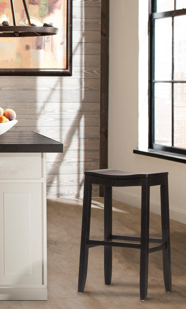 Fiddler Non-Swivel Backless Stool, Aged Gray Wood Finish, Counter Height