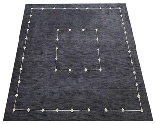 HAND KNOTTED LOOM WOOL ECO-FRIENDLY AREA RUGS - Rectangle, Charcoal, Geometric