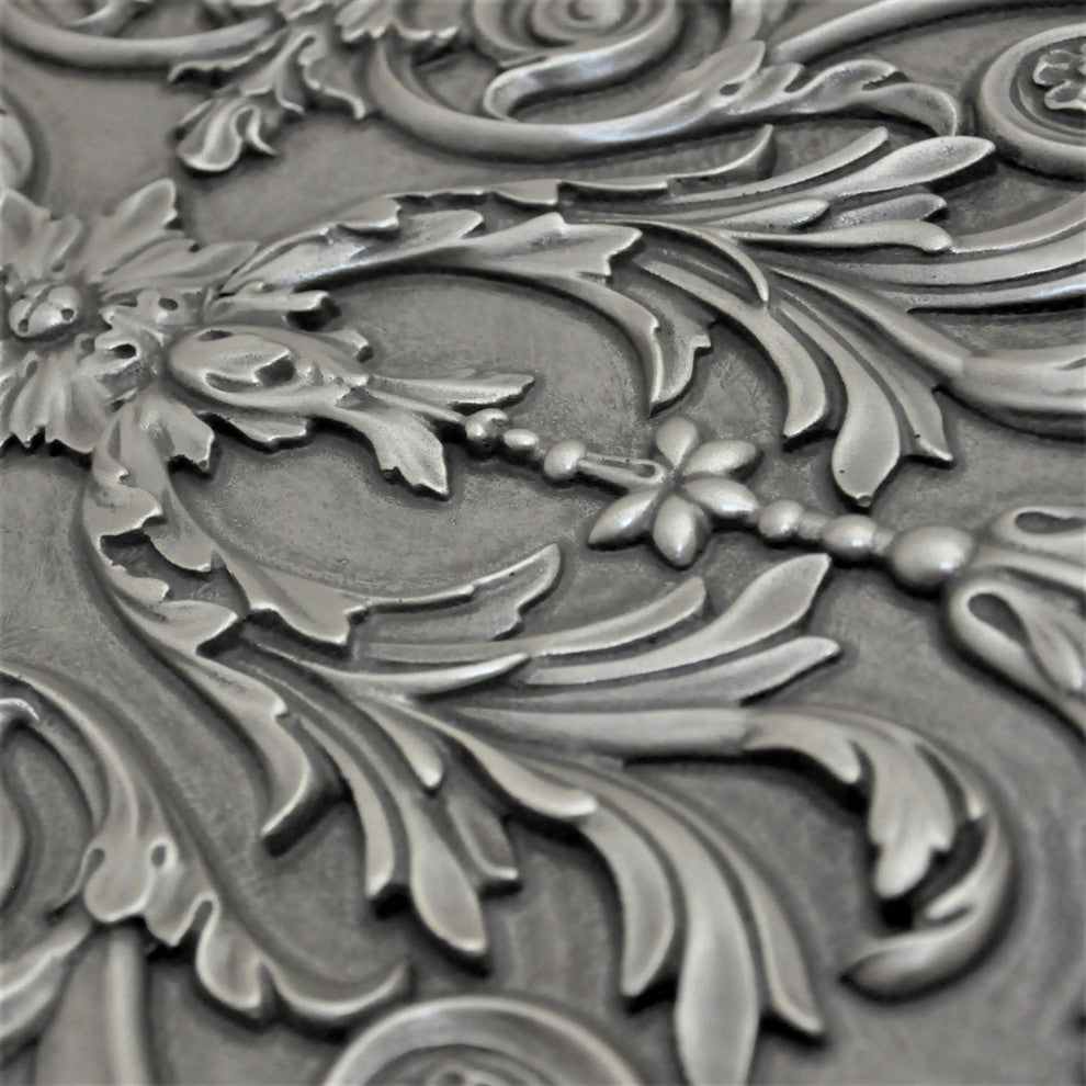 Viola Pewter Nickel Matte Finish 12" x 18" Hand Made Metal Mural Tile