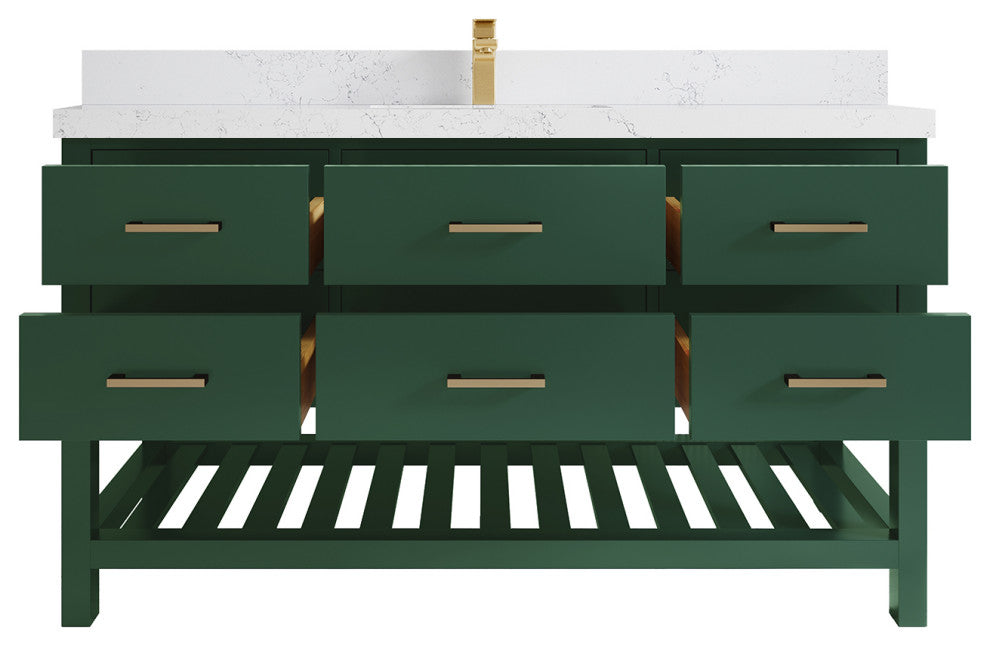 Parker 60 Single Sink Bathroom Vanity in Lafayette Green  2" Empira Quartz