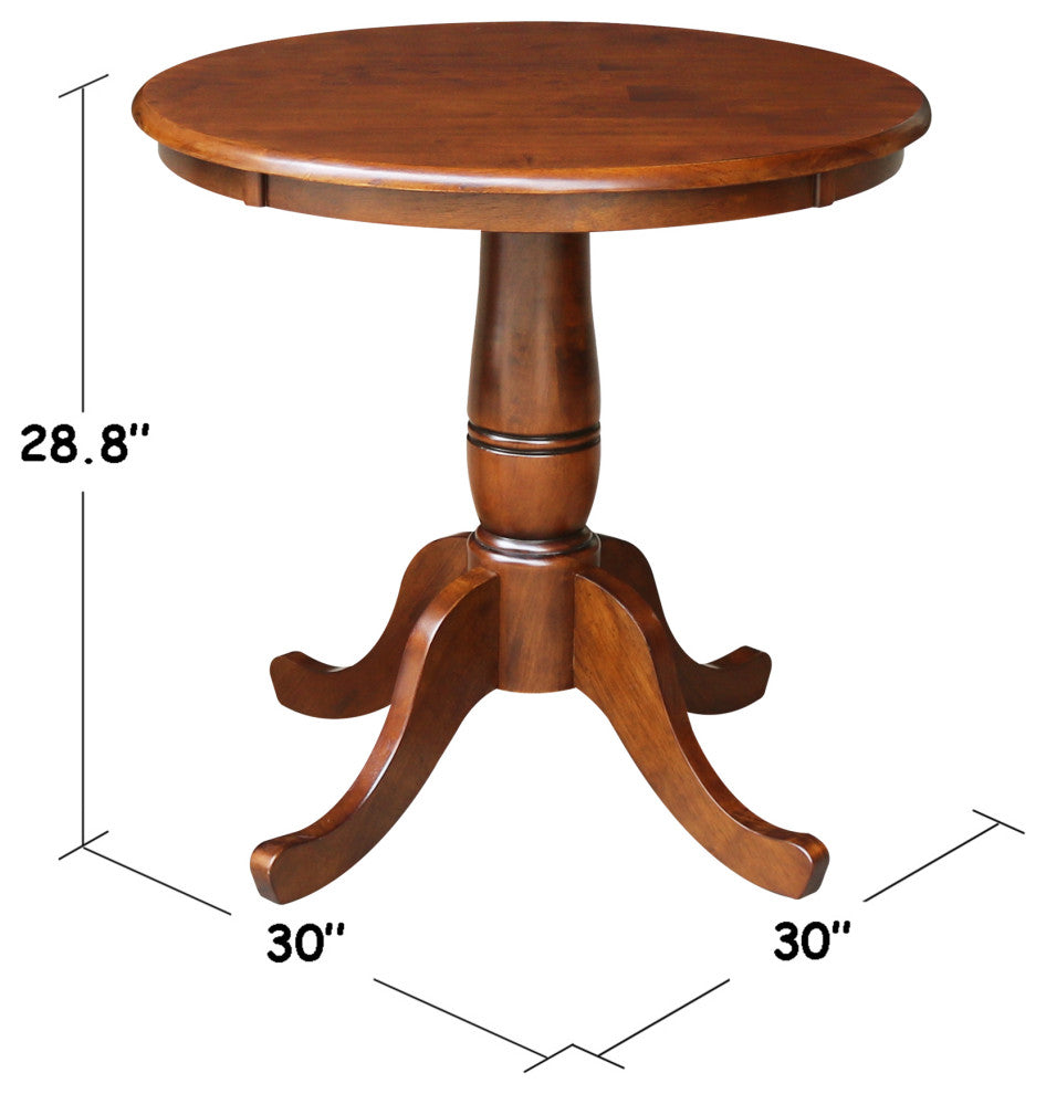 Round Top Pedestal Table, Espresso, 30 Inch Round