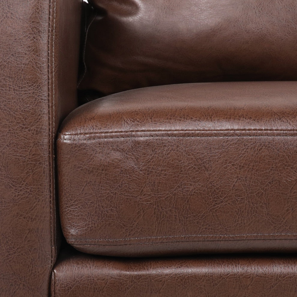 Dowd Mid Century Modern Faux Leather Club Chair, Dark Brown