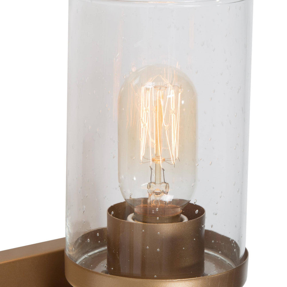 LNC 3-Light Gold Modern Bathroom Vanity Light, Seeded Glass