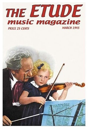 The Etude: Violin Lesson- Gallery Wrapped Canvas Art 28" x 42"