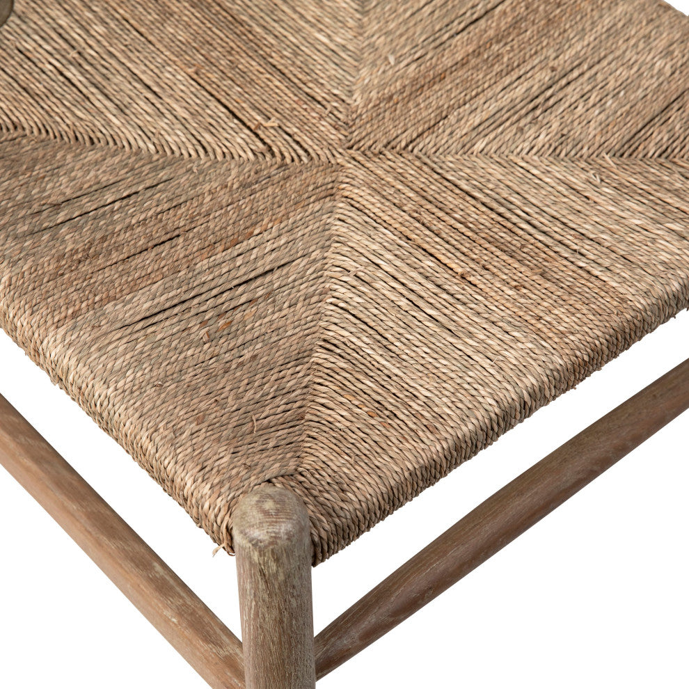 Kairo Oak and Natural Wicker Wishbone Back Dining Counter Stool, Natural Wood