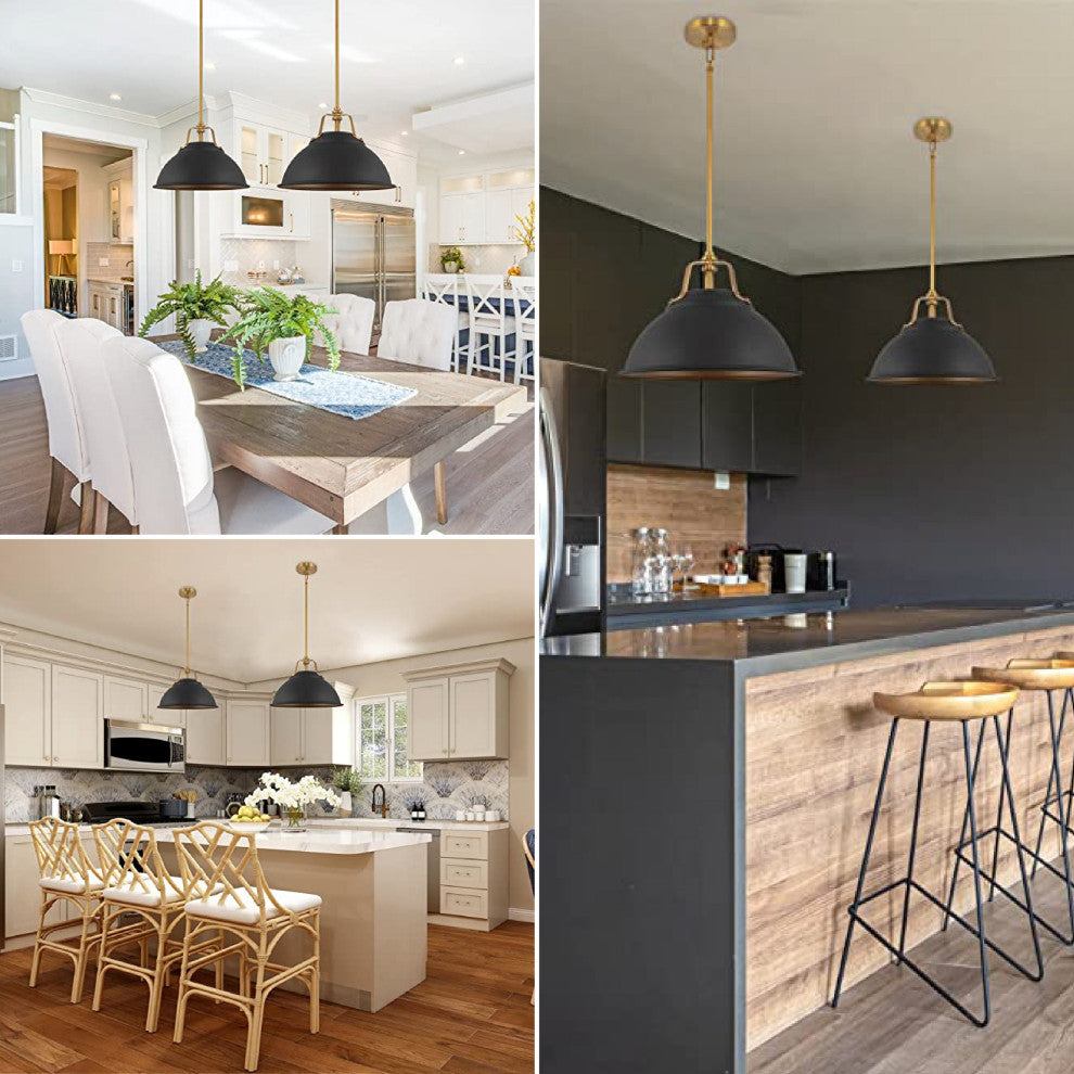 Black dome light fixtures Modern metal lamp shade 3-Light pendant lamp