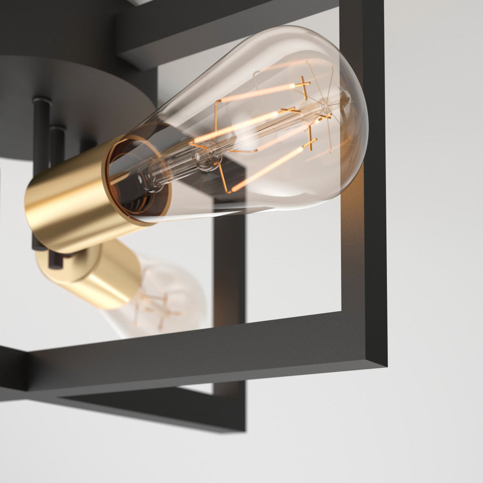 Artika Holt Modern Mid-Century Semi Flush Mount Light Fixture Black and Gold