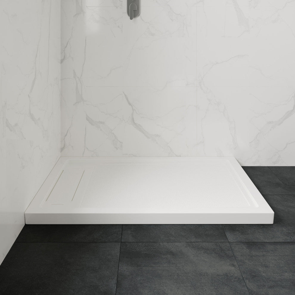 Ove Decors Erika Shower Base Rectangle, White, 60"x34", Side Drain