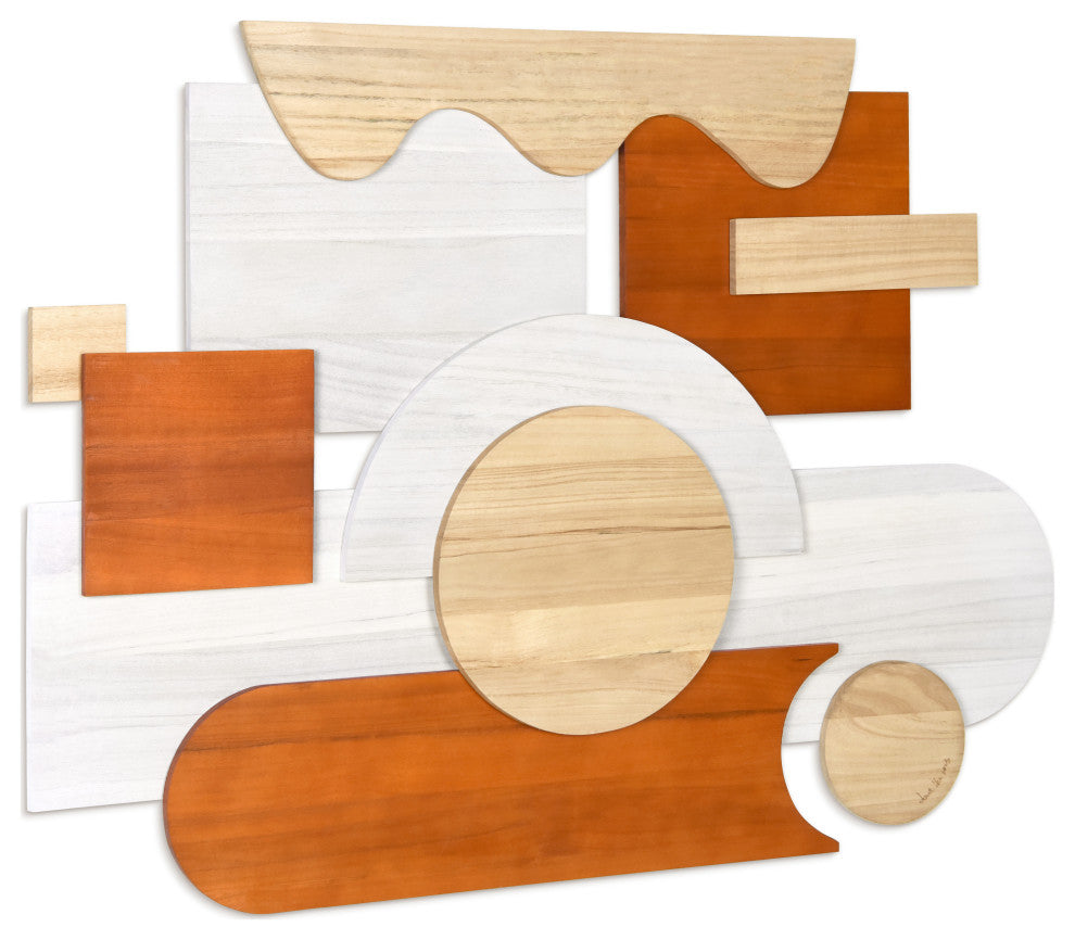 "Cinnamon Dreamscape" Hand Made Wood Abstracts Wall Art, Ap-104b-4030-08