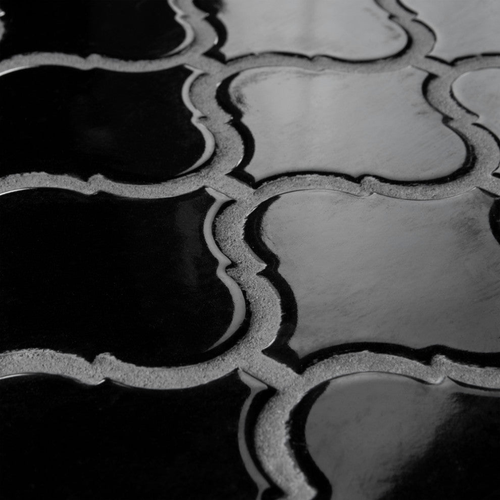 Metro Lantern Glossy Black Porcelain Floor and Wall Tile