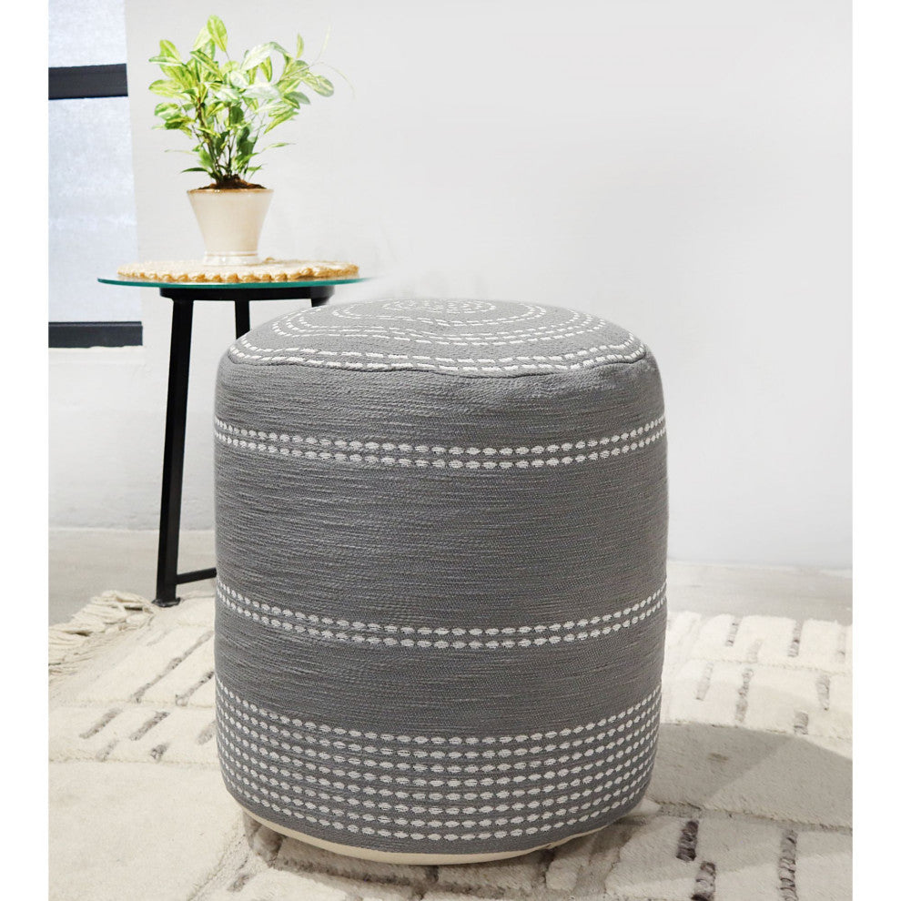 Ivory Machine Woven Cutler Pouf, 18" Cube