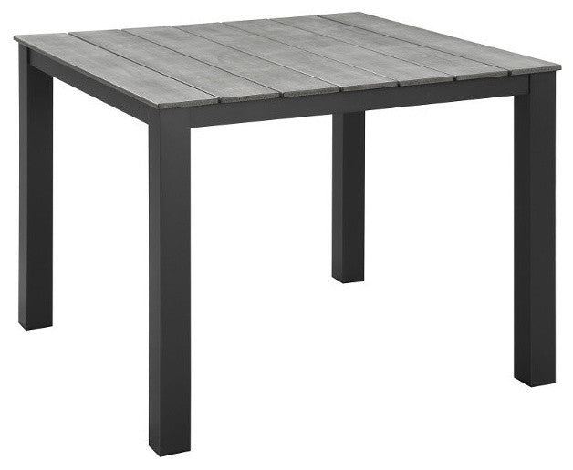 Modern Urban Contemporary Outdoor Patio Dining Table, Brown Gray Steel