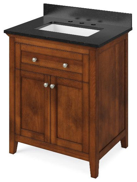 Chatham Traditional 30" Chocolate Single Sink Vanity, Black Granite Vanity Top