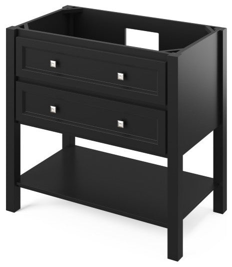 Adler Transitional 36" Black Single Undermount Sink Vanity, Carrara Marble Top