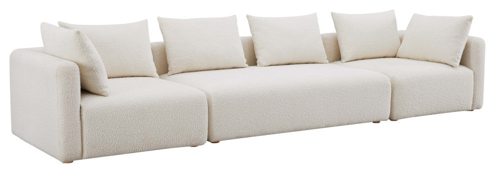 Hangover 145" Upholstered Long Sofa, Cream Boucle