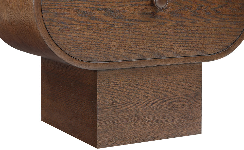 Harlow Solid Wood And Oak Veneer Night Stand, Brown