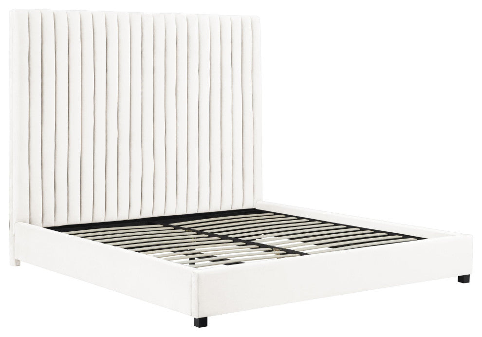 Arabelle White Velvet Bed in Queen