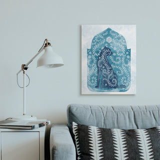 Regal Cheetah Jungle Animal Vines Blue Arabesque Watercolor,1pc, each 24 x 30