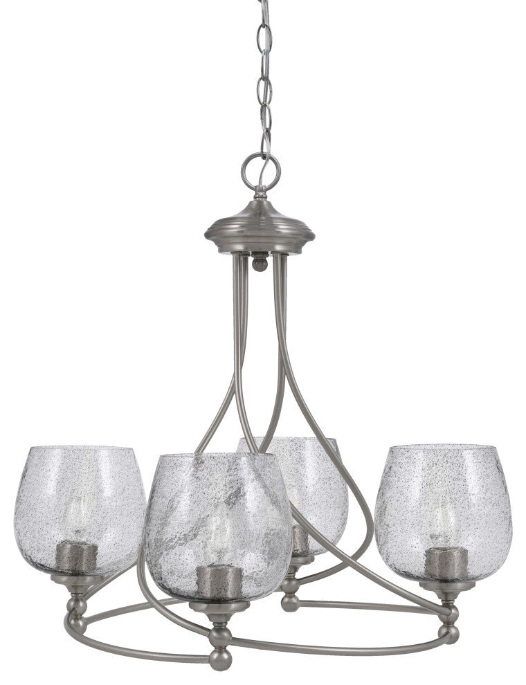 Capri 4-Light Chandelier, Brushed Nickel/Smoke Bubble