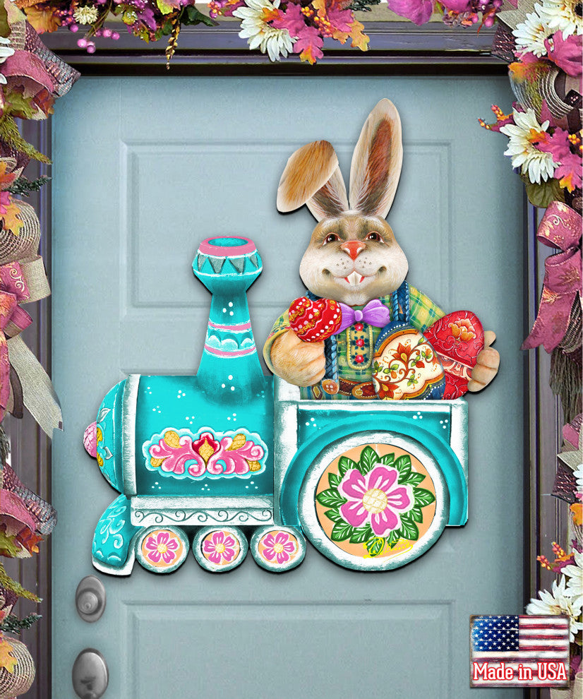 Village Train Ride Bunny Wood Set of 2