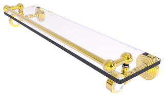 Pacific Grove 22" Glass Shelf with Gallery Rail, Polished Brass