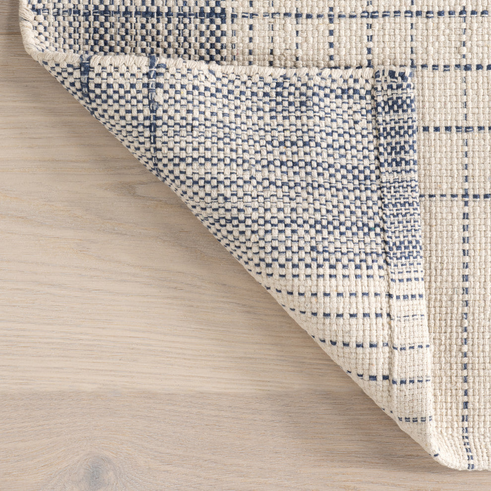 Nuloom Aya Cotton Plaid Rug, Blue 9' x 12'