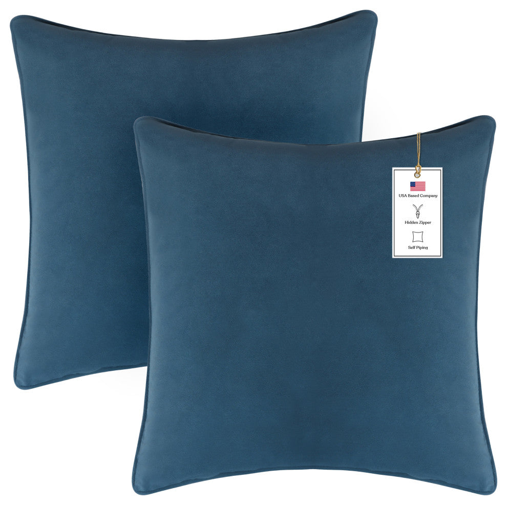 A1HC Soft Velvet Throw Pillow Covers Only, Set of 2, Teal, 20"x20"